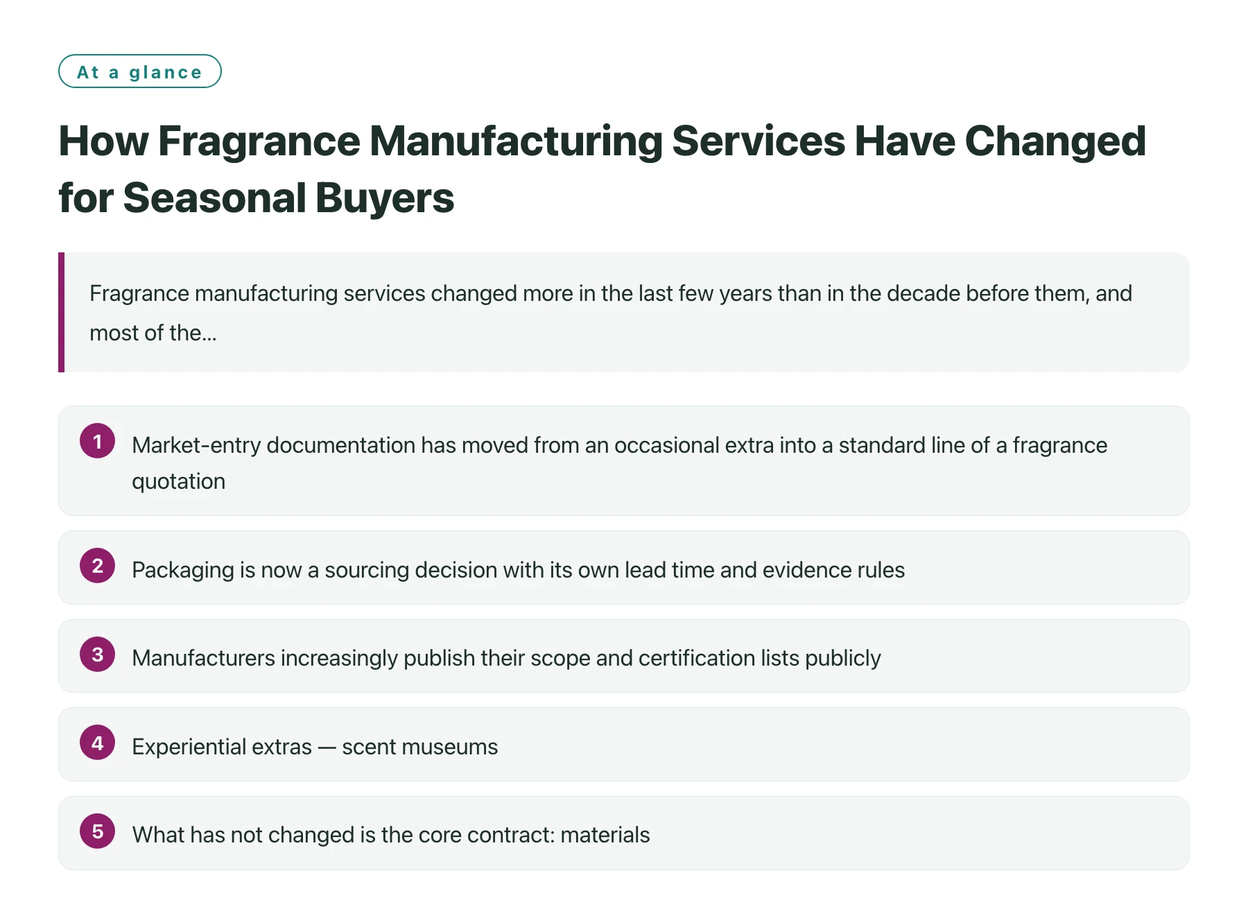 How Fragrance Manufacturing Services Have Changed for Seasonal Buyers——全文要点速览